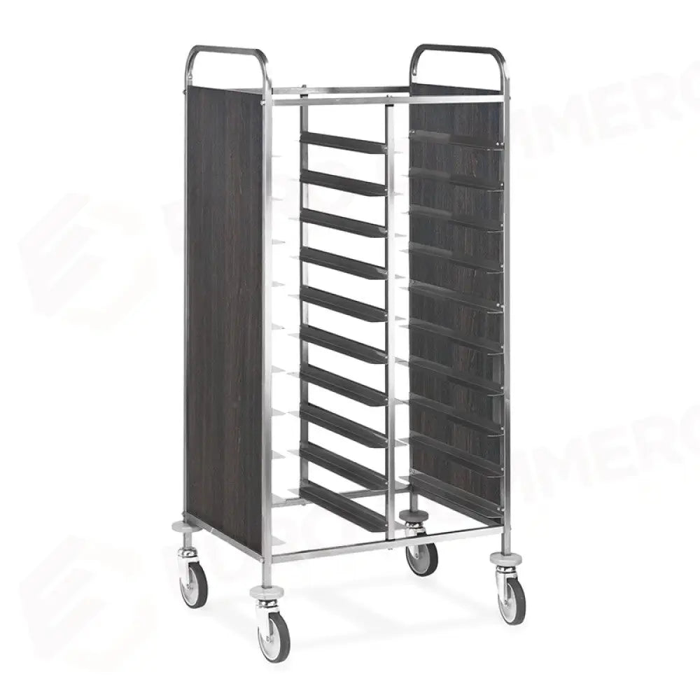 CARRELLO PORTAVASSOI PANNELLATO NOBILITATO PORTATA 20 VASSOI GN TABACCO - 1475GN-PNT - METALCARRELLI - CARRELLI