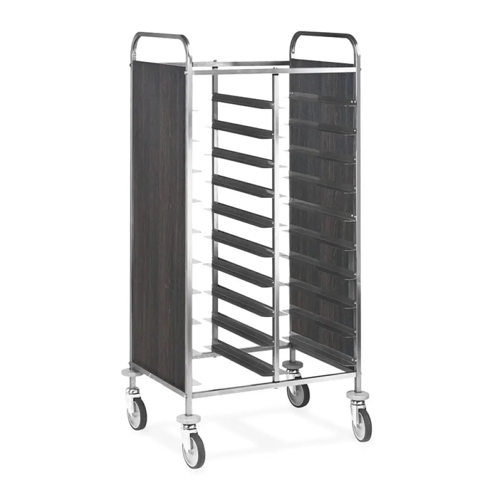 CARRELLO PORTAVASSOI PANNELLATO NOBILITATO PORTATA 20 VASSOI GN TABACCO - 1475GN-PNT - METALCARRELLI - CARRELLI