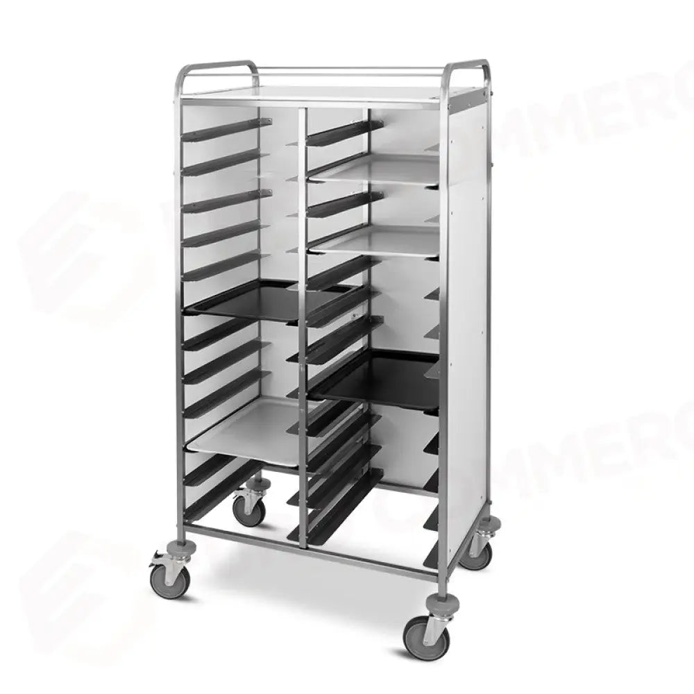 CARRELLO PORTAVASSOI PANNELLI E TOP IN LAMIERA ELETTROZINCATA VERNICIATA BIANCA PORTATA 24 VASSOI GN - 1478SGN