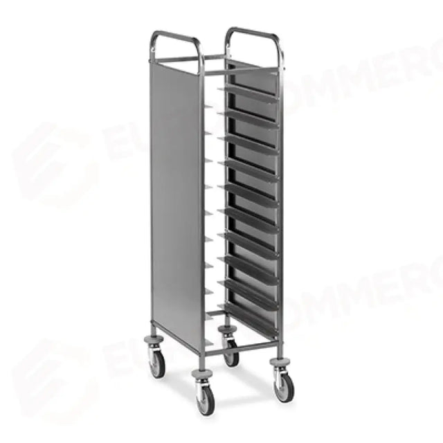 CHARIOT DE TRANSPORT DE PLATEAUX, PANNEAUX LATÉRAUX INOX, CAPACITÉ 10 PLATEAUX GN - 1470GN-PI - METALCARRELLI