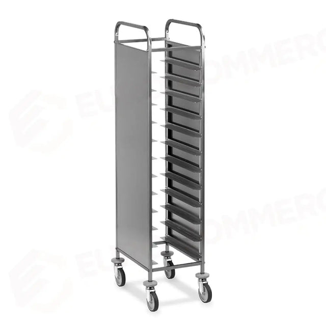 CARRELLO PORTAVASSOI, PANNELLI LATERALI INOX, PORTATA 12 VASSOI GN - 1472GN-PI - METALCARRELLI