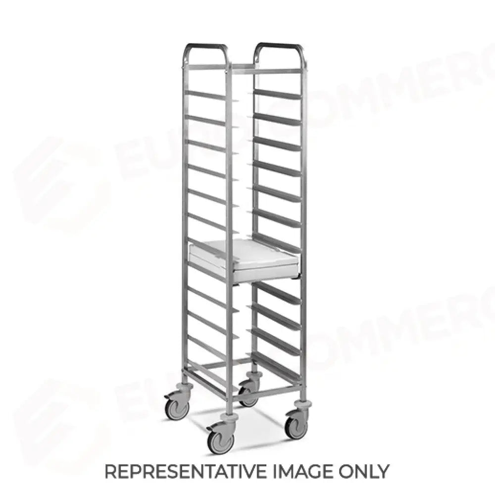 CARRELLO PORTAVASSOI PORTATA 12 VASSOI EN STRUTTURA IN TUBO QUADRO 2,5 X 2,5 CM 2 RUOTE FRENATE - 1494-GN-F