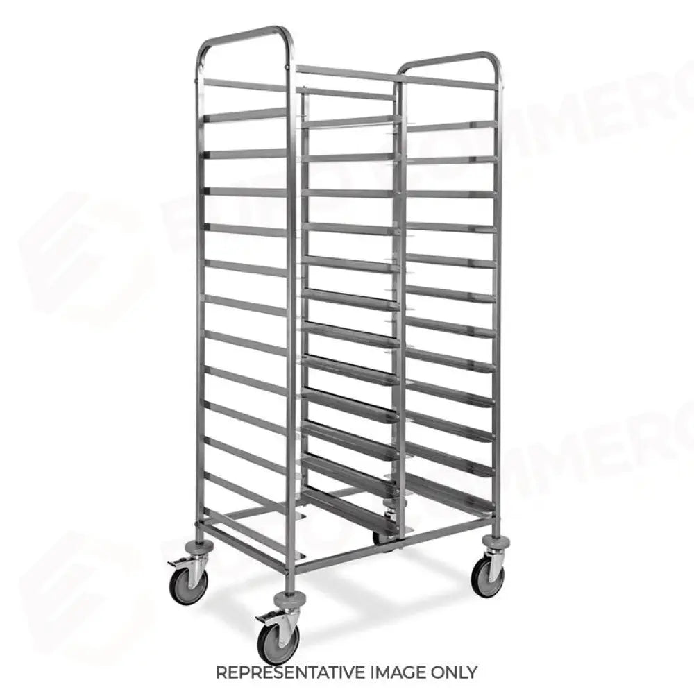 CARRELLO PORTAVASSOI PORTATA 12 VASSOI GN STRUTTURA IN TUBO QUADRO 2 X 2 CM 2 RUOTE FRENATE - 1477EN-F - METALCARRELLI