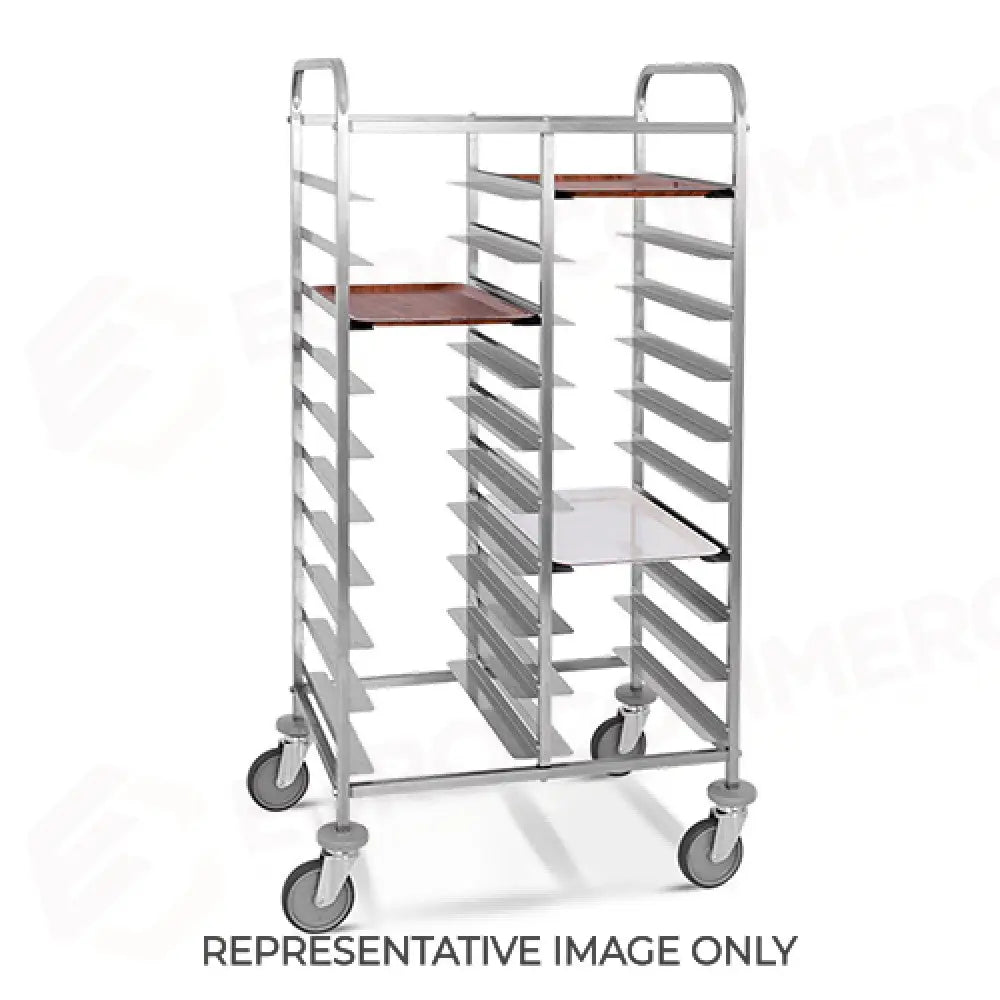 CARRELLO PORTAVASSOI PORTATA 20 VASSOI EN STRUTTURA IN TUBO QUADRO 2 X 2 CM RUOTE ELASTICHE 2 FRENATE - 1475EN-E