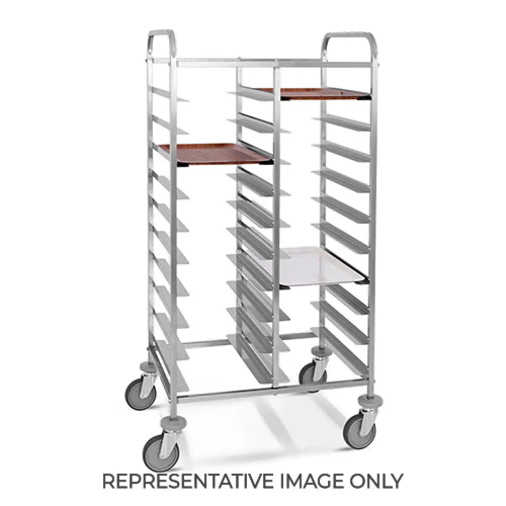 CARRELLO PORTAVASSOI PORTATA 20 VASSOI GN RUOTE ELASTICHE 2 FRENATE - 1475GN-E - METALCARRELLI - CARRELLI