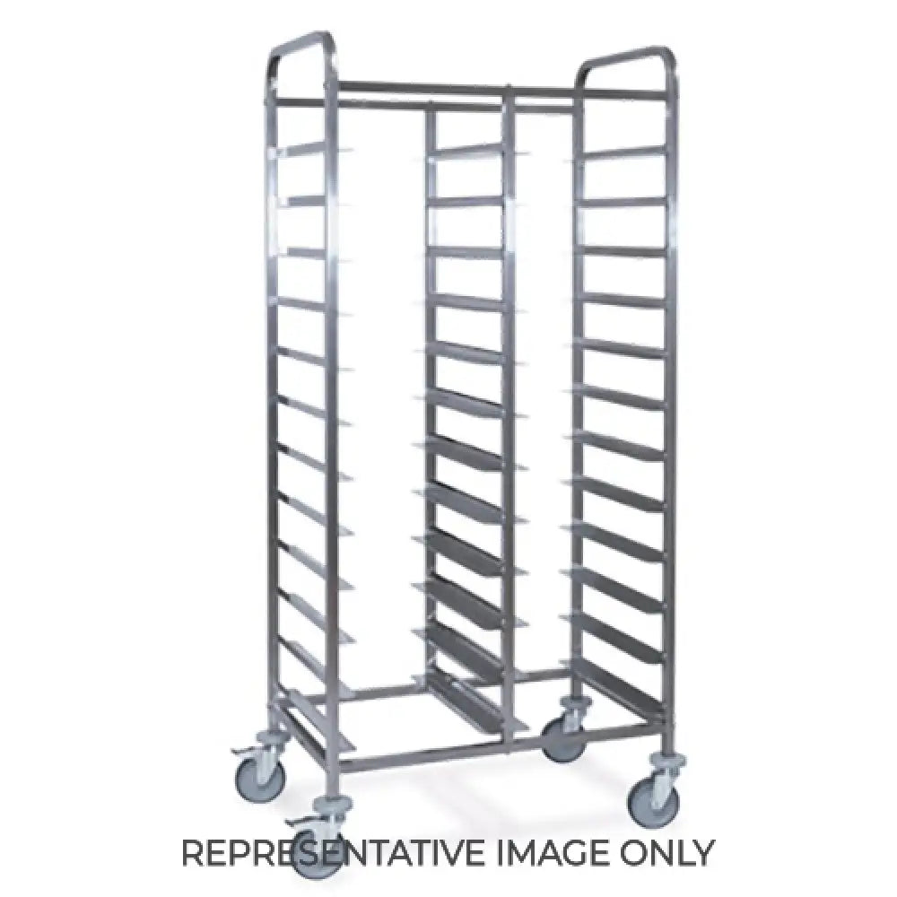 CARRELLO PORTAVASSOI PORTATA 24 VASSOI GN STRUTTURA IN TUBO QUADRO 2,5 X 2,5 CM RUOTE ELASTICHE 2 FRENATE - 1495-EN-E
