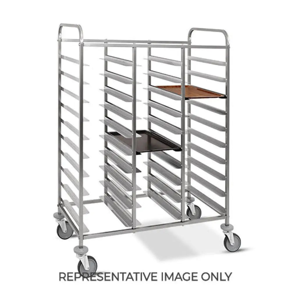 CARRELLO PORTAVASSOI PORTATA 30 VASSOI EN STRUTTURA IN TUBO QUADRO 2 X 2 CM 2 RUOTE FRENATE - 1480EN-F - METALCARRELLI
