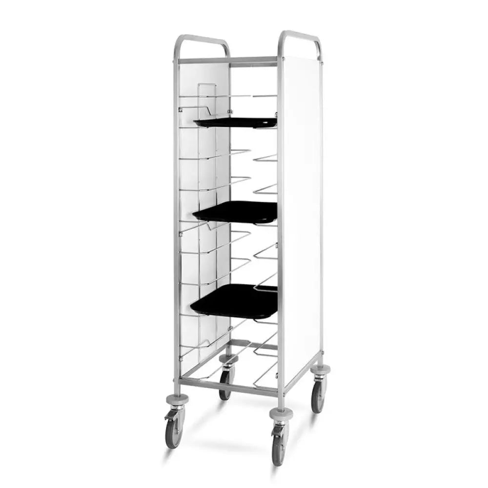 CARRELLO PORTAVASSOI UNIVERSALE PANNELLATO IN LAMIERA ELETTROZINCATA VERNICIATA BIANCA PORTATA 10 VASSOI - 1470U-PN