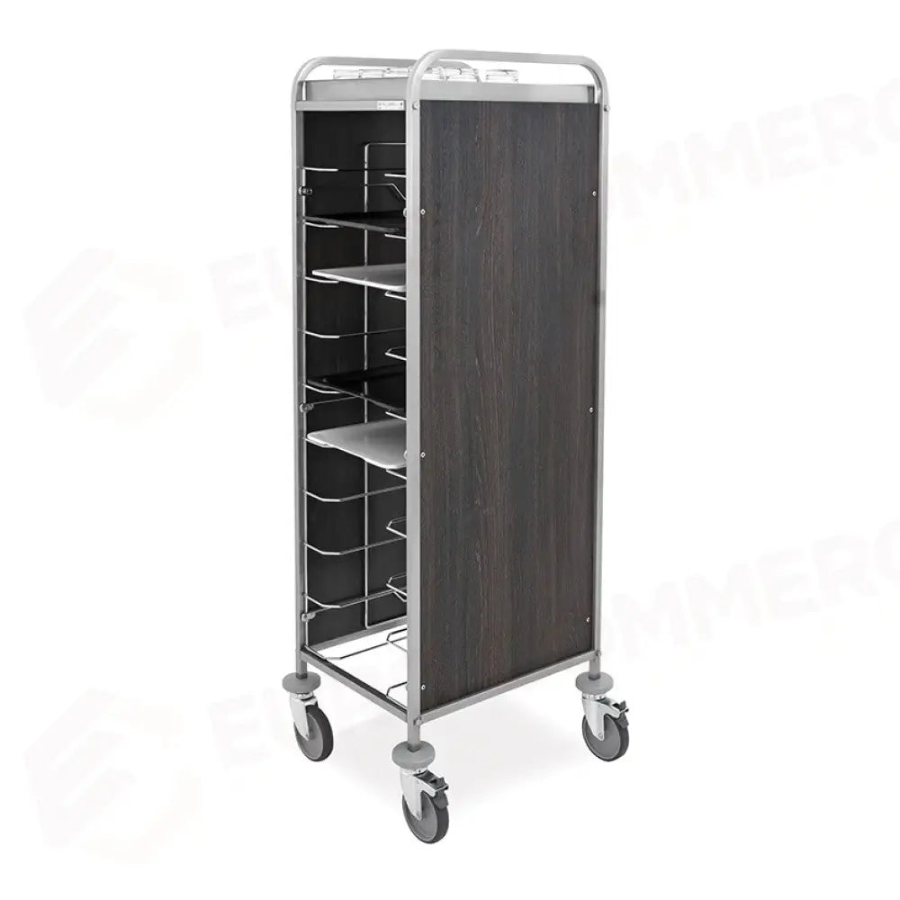CARRELLO PORTAVASSOI UNIVERSALE PANNELLATO NOBILITATO 10 VASSOI TABACCO - 1470U-PNT - METALCARRELLI - CARRELLI