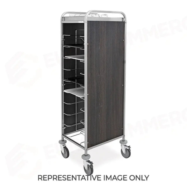 CHARIOT DE SERVICE UNIVERSEL, PANNEAUX STRATIFIÉS, 12 PLATEAUX, TABAC - 1472U-PNT - METALCARRELLI