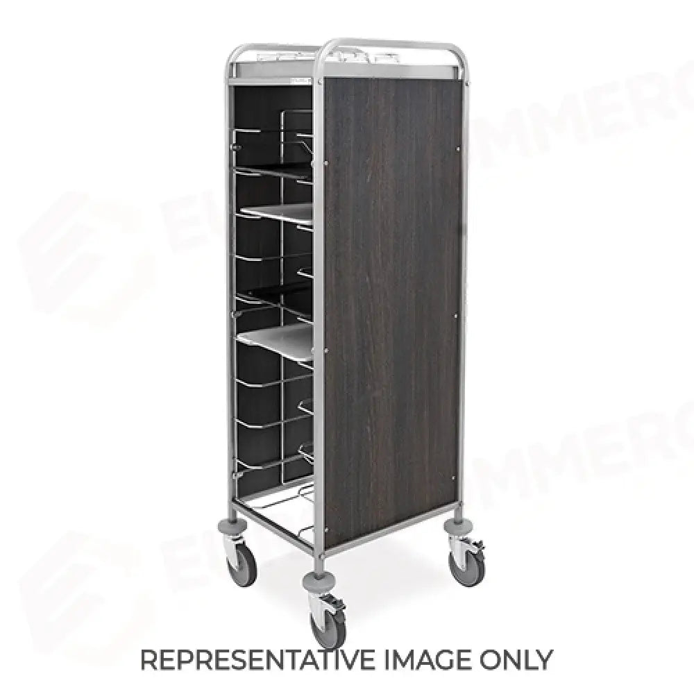 CARRELLO PORTAVASSOI UNIVERSALE PANNELLATO NOBILITATO 12 VASSOI TABACCO RUOTE ELASTICHE FRENATE - 1472U-PNT-E
