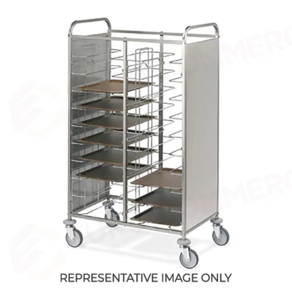 CARRELLO PORTAVASSOI UNIVERSALE PANNELLATO NOBILITATO 24 VASSOI TABACCO - 1477U-PNT - METALCARRELLI - CARRELLI