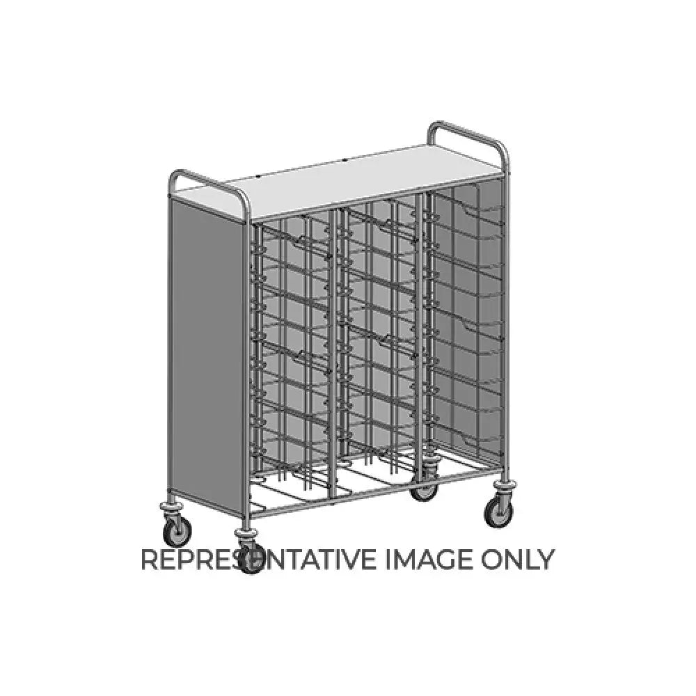 CARRELLO PORTAVASSOI UNIVERSALE PANNELLATO NOBILITATO 30 VASSOI ROVERE RUOTE ELASTICHE FRENATE - 1480U-PN-E