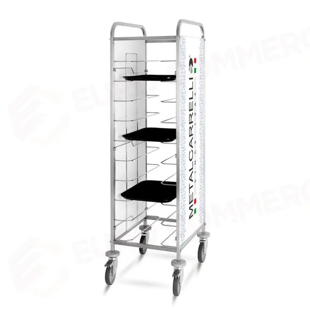CARRELLO PORTAVASSOI UNIVERSALE PANNELLI IN LAMIERA ELETTROZINCATA VERNICIATA BIANCA PERSONALIZZABILI PORTATA 10 VASSOI