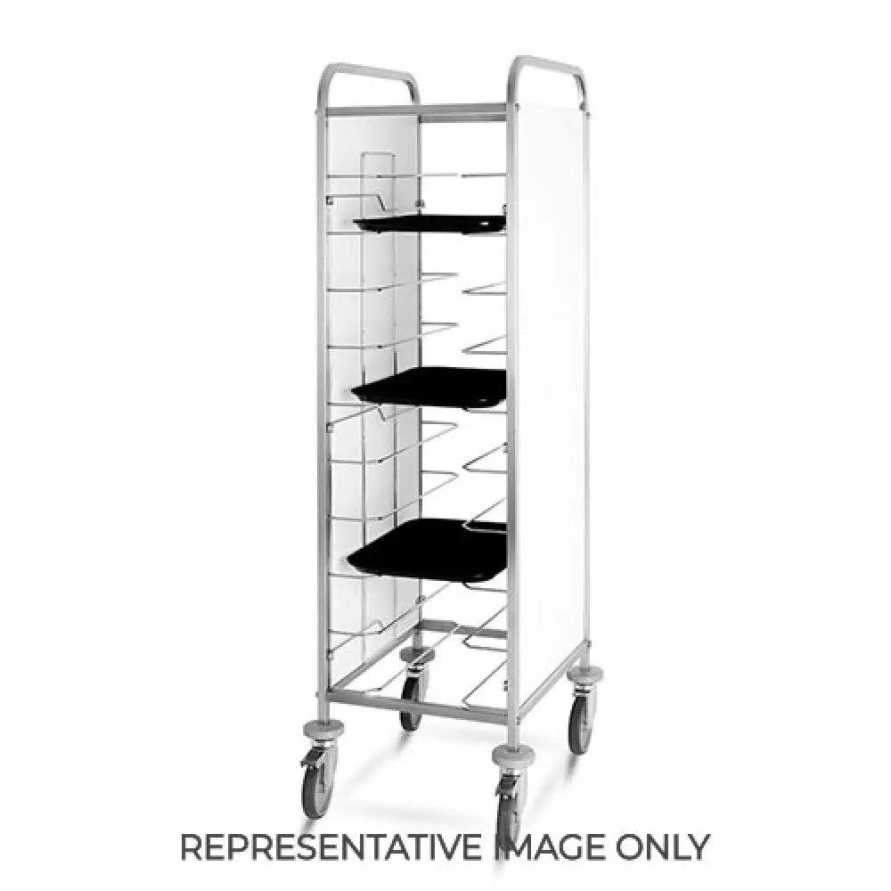 CARRELLO PORTAVASSOI UNIVERSALE PANNELLI LATERALI INOX 12 VASSOI - 1472U-PI - METALCARRELLI - CARRELLI
