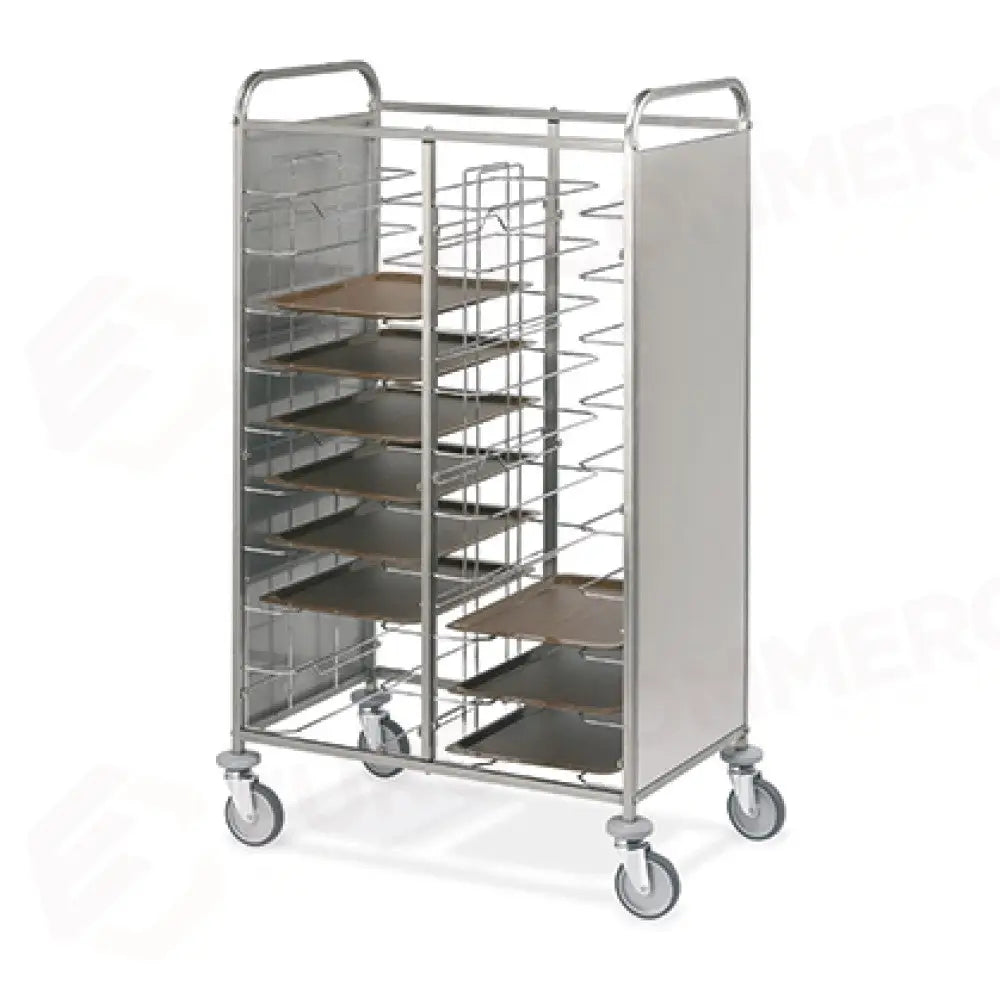 CARRELLO PORTAVASSOI UNIVERSALE PANNELLI LATERALI INOX 20 VASSOI - 1475U-PI - METALCARRELLI - CARRELLI