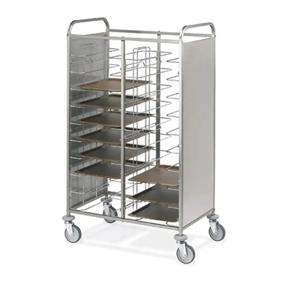CARRELLO PORTAVASSOI UNIVERSALE PANNELLI LATERALI INOX 20 VASSOI - 1475U-PI - METALCARRELLI - CARRELLI