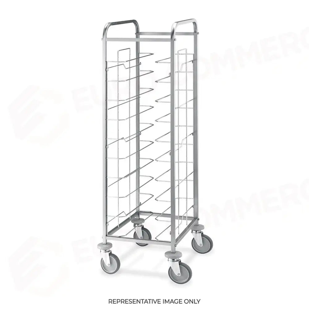 CARRELLO PORTAVASSOI UNIVERSALE PORTATA 10 VASSOI RUOTE ELASTICHE FRENATE - 1470U-E - METALCARRELLI - CARRELLI