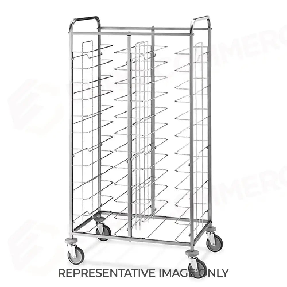 CARRELLO PORTAVASSOI UNIVERSALE PORTATA 24 VASSOI RUOTE ELASTICHE FRENATE - 1477U-E - METALCARRELLI - CARRELLI