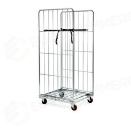 CHARIOT ROLL-CONTAINER, BASE, 2 GRILLES LATÉRALES, 2 SANGLES, CM 72X81X180H - 1812 - METALCARRELLI