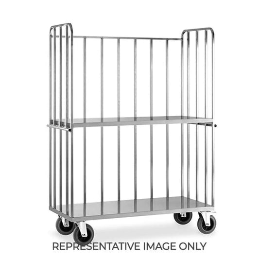 CARRELLO ’ROLL CONTAINER’ CON RIPIANO INTERMEDIO RUOTE ELASTICHE 2 FRENATE - 1833-E - METALCARRELLI - CARRELLI