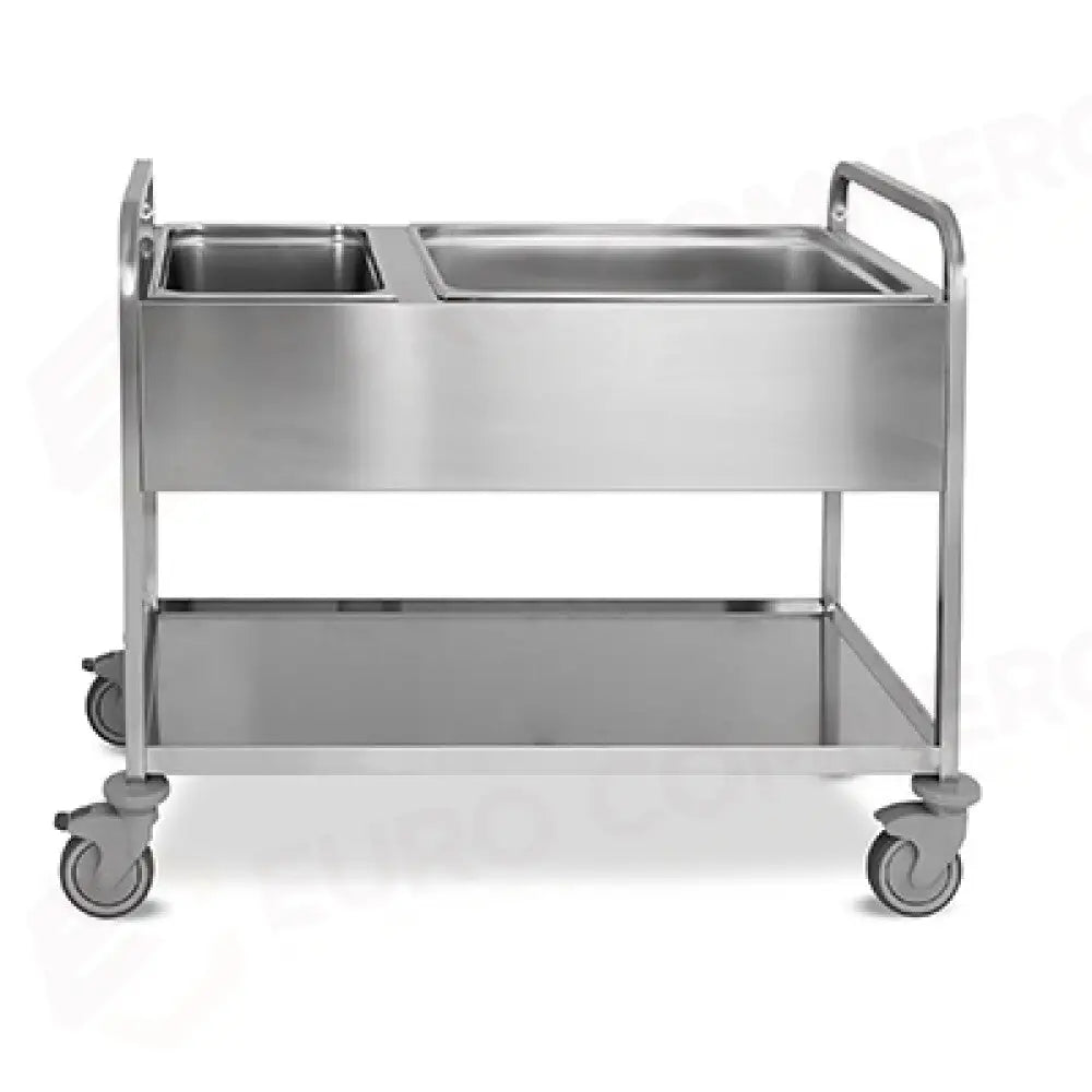 CARRELLO SBARAZZO CON BACINELLE 2X1/2 + 1X2/1 GN 1 PIANO DI SERVIZIO - 1515 - METALCARRELLI - CARRELLI