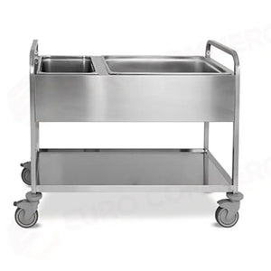 CARRELLO SBARAZZO CON BACINELLE 2X1/2 + 1X2/1 GN 1 PIANO DI SERVIZIO - 1515 - METALCARRELLI - CARRELLI