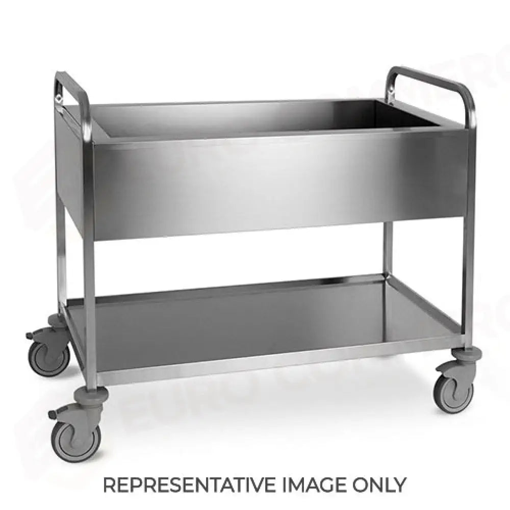 CARRELLO SBARAZZO CON VASCA STAGNA+ SCARICO 1 PIANO DI SERVIZIO 2 RUOTE FRENATE - 1515V-F - METALCARRELLI - CARRELLI