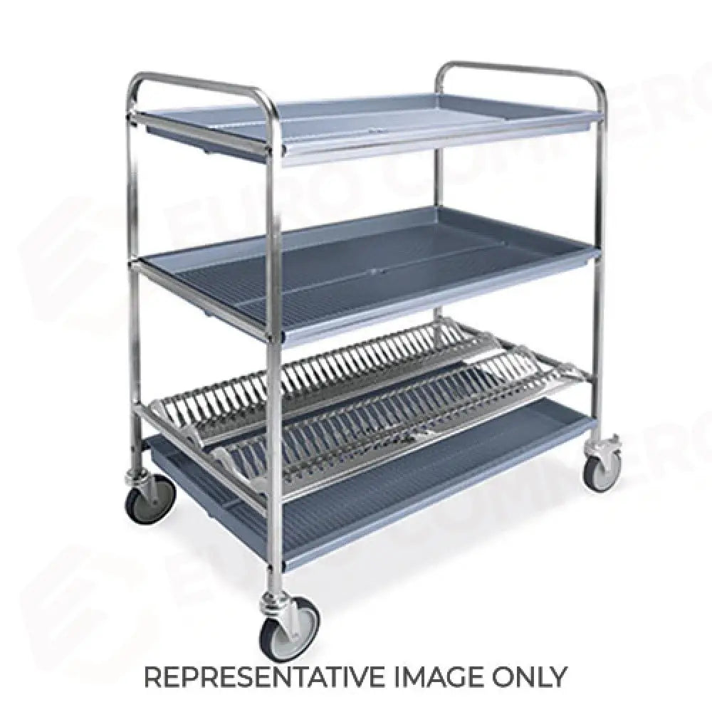 CARRELLO SCOLAPIATTI E BICCHIERI 1 PIANO SCOLAPIATTI 2 PIANI SCOLABICCHIERI CM 102 PER DIAM. PIATTI 16/26 2 RUOTE
