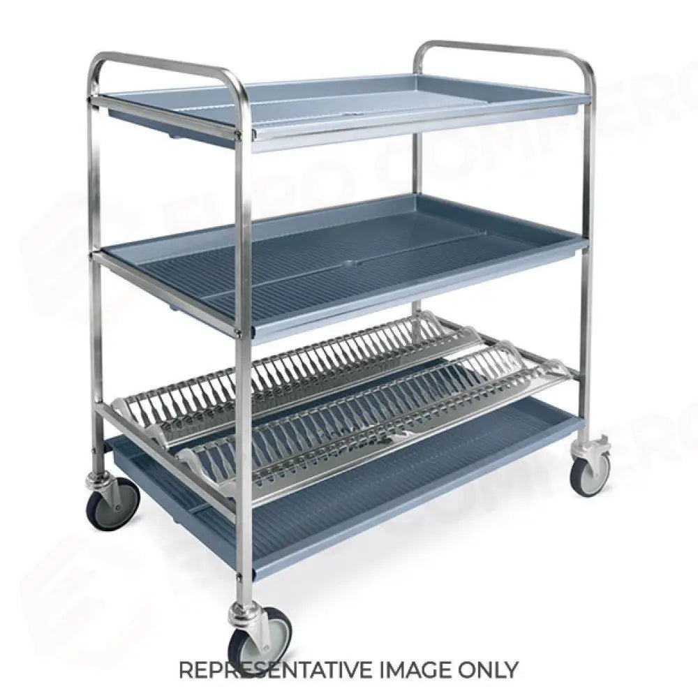 CARRELLO SCOLAPIATTI E BICCHIERI 1 PIANO SCOLAPIATTI 2 PIANI SCOLABICCHIERI CM 87 2 RUOTE FRENATE - 5006-F
