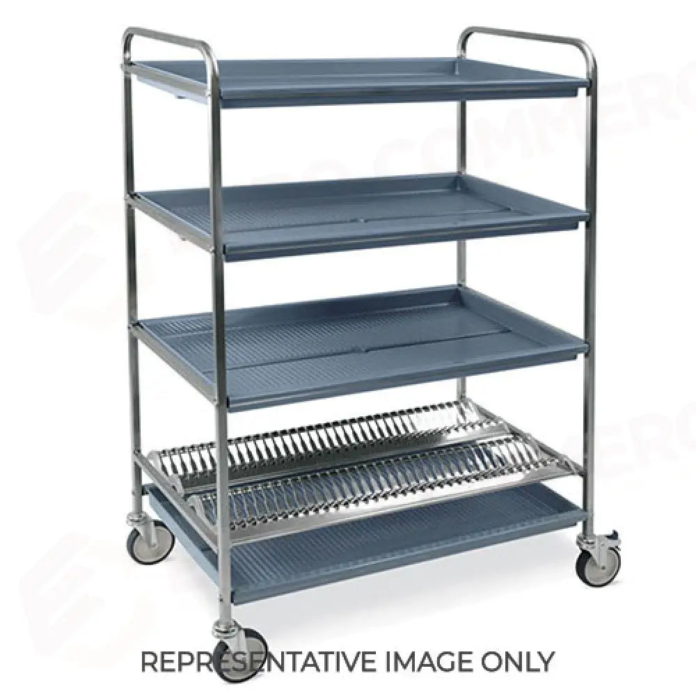 CARRELLO SCOLAPIATTI E BICCHIERI 1 PIANO SCOLAPIATTI 3 PIANI SCOLABICCHIERI CM 87,2 RUOTE FRENATE - 5018-F