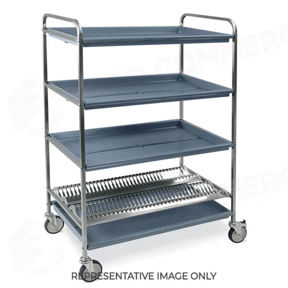 CARRELLO SCOLAPIATTI E BICCHIERI 1 PIANO SCOLAPIATTI 3 PIANI SCOLABICCHIERI CM 102 2 RUOTE FRENATE - 5032-F