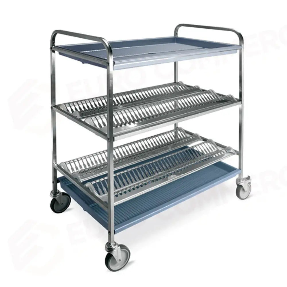 CARRELLO SCOLAPIATTI E BICCHIERI 2 PIANI SCOLAPIATTI 1 PIANO SCOLABICCHIERI CM 102 PER DIAM. PIATTI 16/32 - 5036