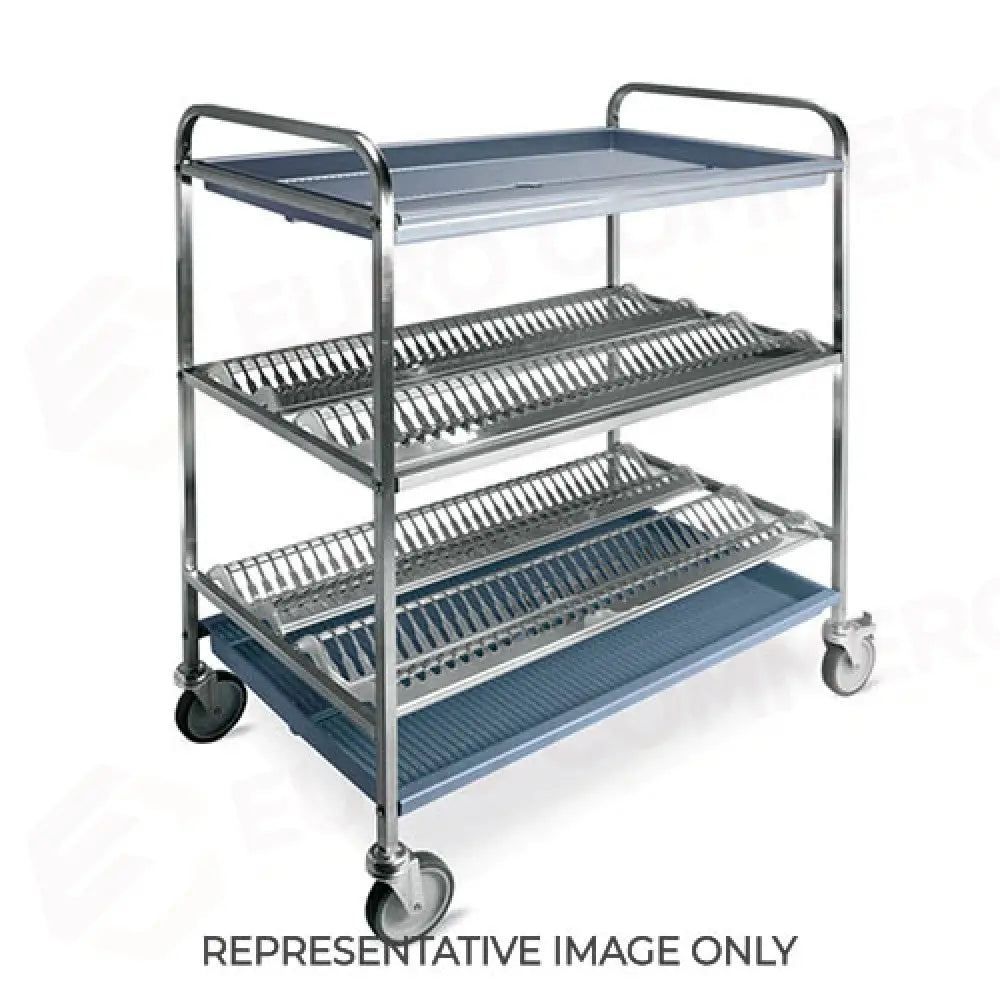 CARRELLO SCOLAPIATTI E BICCHIERI 2 PIANI SCOLAPIATTI 1 PIANO SCOLABICCHIERI CM 102 PER DIAM. PIATTI 16/32 2 RUOTE