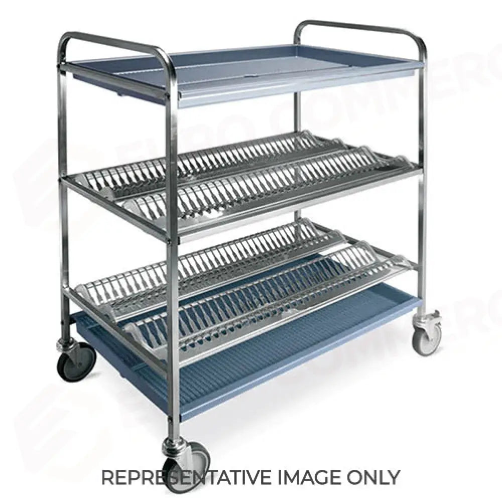 CARRELLO SCOLAPIATTI E BICCHIERI 2 PIANI SCOLAPIATTI 1 PIANO SCOLABICCHIERI CM 102 PER DIAM. PIATTI 16/26 2 RUOTE