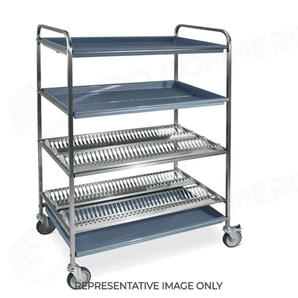 CARRELLO SCOLAPIATTI E BICCHIERI 2 PIANI SCOLAPIATTI 2 PIANI SCOLABICCHIERI CM 102 2 RUOTE FRENATE - 5030-F