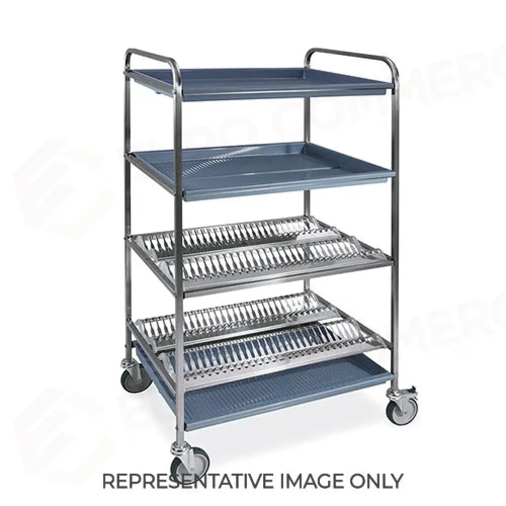CARRELLO SCOLAPIATTI E BICCHIERI 2 PIANI SCOLAPIATTI 2 PIANI SCOLABICCHIERI CM 87 2 RUOTE FRENATE - 5016-F