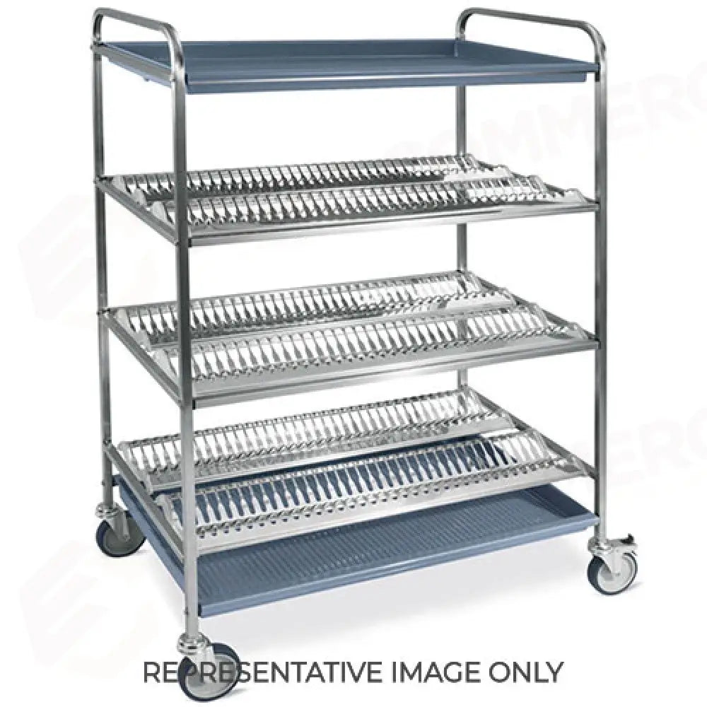 CARRELLO SCOLAPIATTI E BICCHIERI 3 PIANI SCOLAPIATTI 1 PIANO SCOLABICCHIERI CM 87 2 RUOTE FRENATE - 5014-F