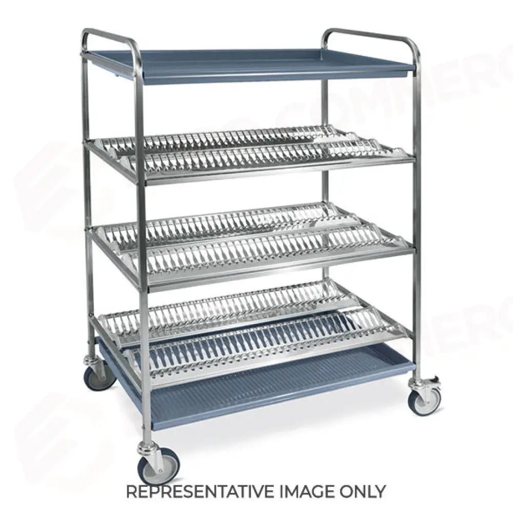 CARRELLO SCOLAPIATTI E BICCHIERI 3 PIANI SCOLAPIATTI 1 PIANO SCOLABICCHIERI CM 102 DUE RUOTE FRENATE - 5028-F