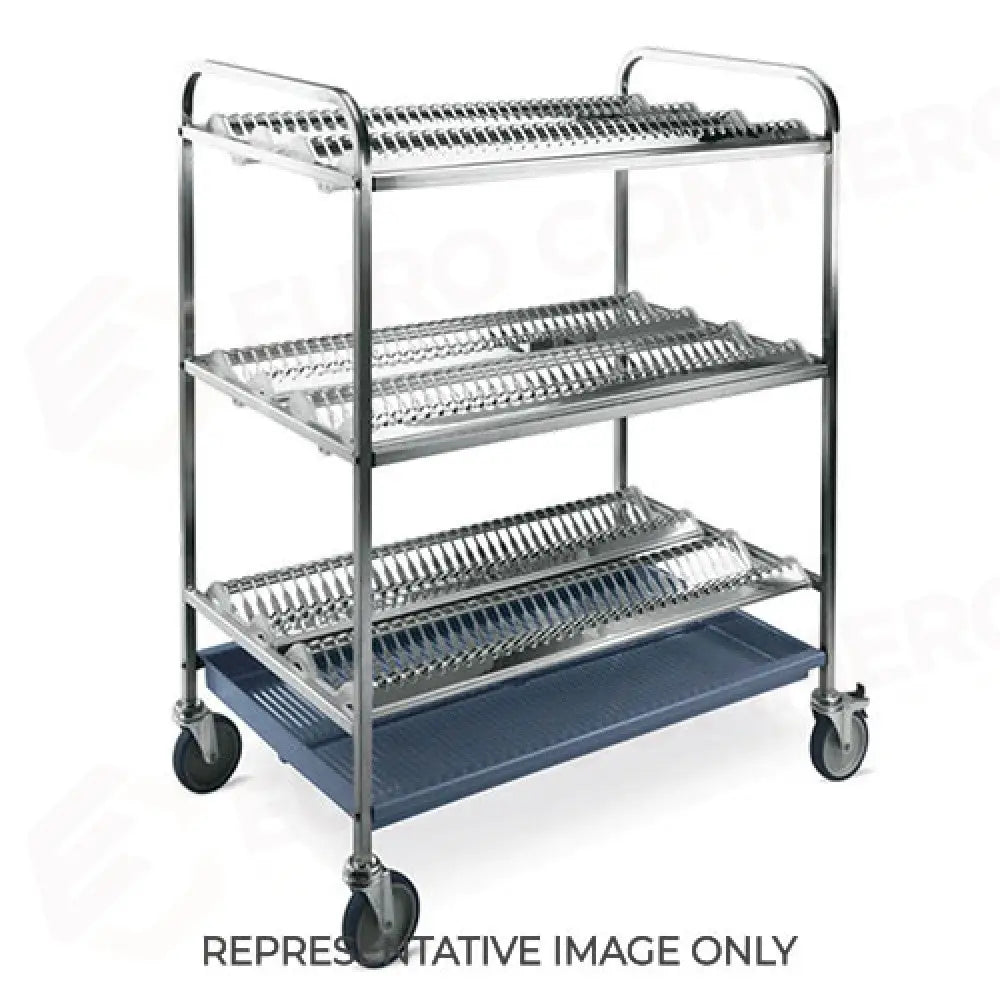CARRELLO SCOLAPIATTI E BICCHIERI 3 PIANI SCOLAPIATTI CM 102 PER DIAM. PIATTI 16/32 2 RUOTE FRENATE - 5034