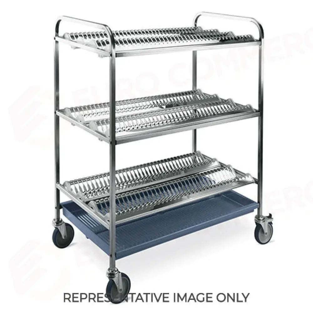 CARRELLO SCOLAPIATTI E BICCHIERI 3 PIANI SCOLAPIATTI CM 102 PER DIAM. PIATTI 16/26 2 RUOTE FRENATE - 5020-F