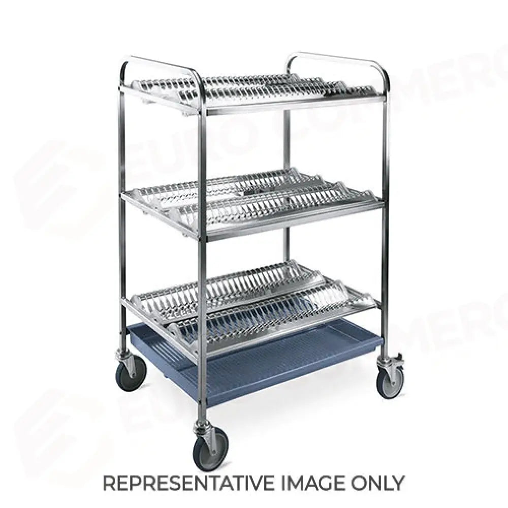 CARRELLO SCOLAPIATTI E BICCHIERI 3 PIANI SCOLAPIATTI CM 87 2 RUOTE FRENATE - 5002-F - METALCARRELLI - CARRELLI