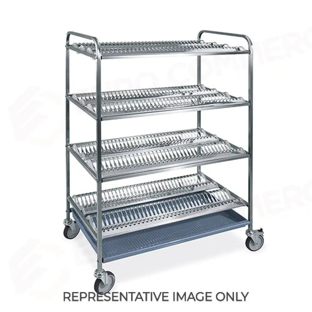 CARRELLO SCOLAPIATTI E BICCHIERI 4 PIANI SCOLAPIATTI CM 1021 2 RUOTE FRENATE - 5026-F - METALCARRELLI - CARRELLI