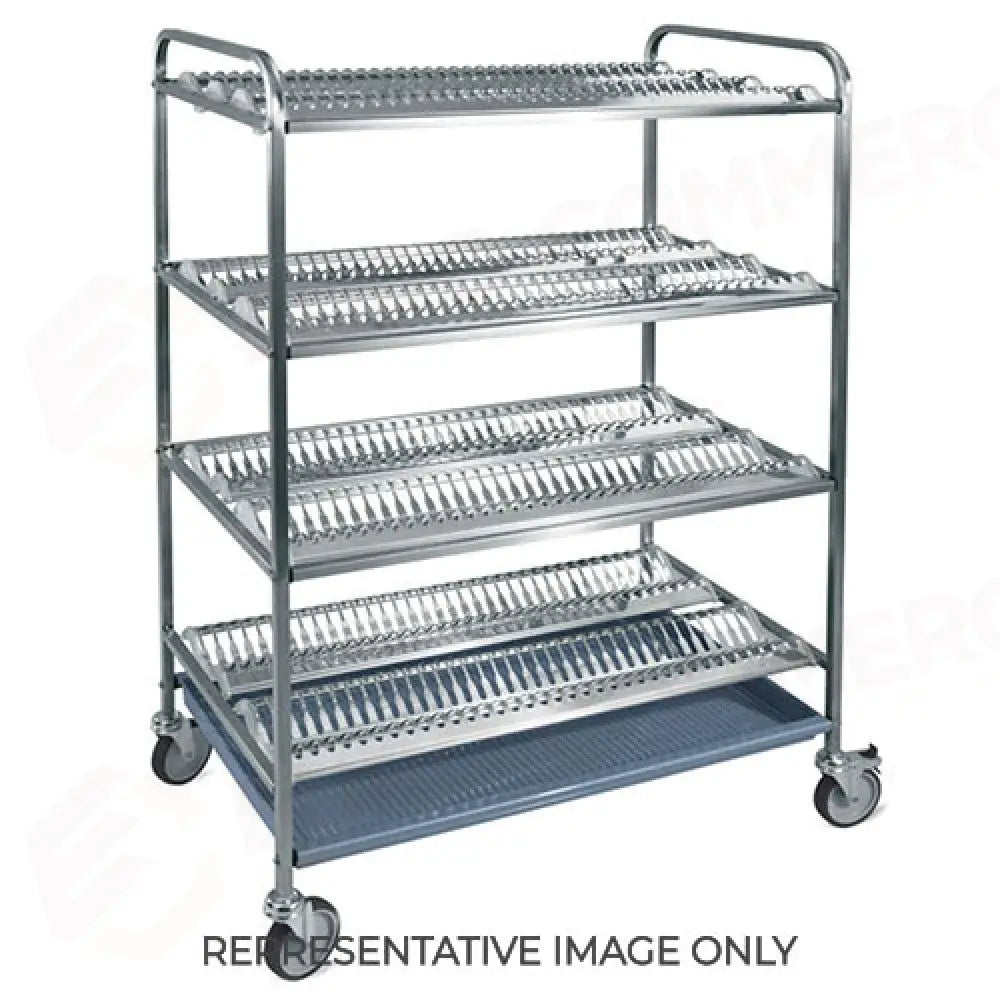 CARRELLO SCOLAPIATTI E BICCHIERI 4 PIANI SCOLAPIATTI CM 87 2 RUOTE FRENATE - 5012-F - METALCARRELLI - CARRELLI