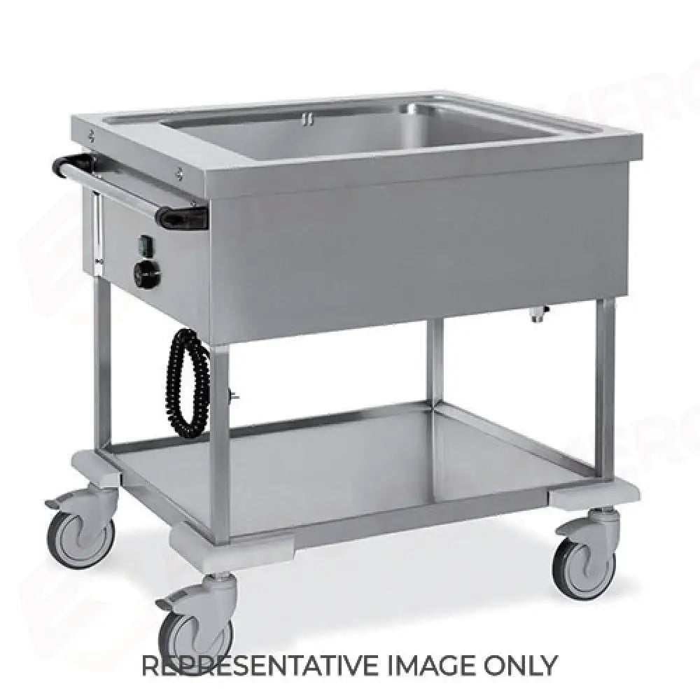 CARRELLO TERMICO 2X GN 1/1 TOP STAMPATO BAGNOMARIA 2 RUOTE FRENATE - 7360-F - METALCARRELLI - CARRELLI