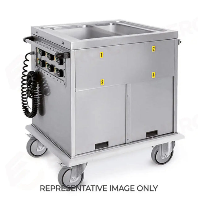 CARRELLO TERMICO, 2XGN 1/1, VASCHE SEPARATE, 2 VANI NEUTRI, RUOTE ELASTICHE - 7370A0-E - METALCARRELLI