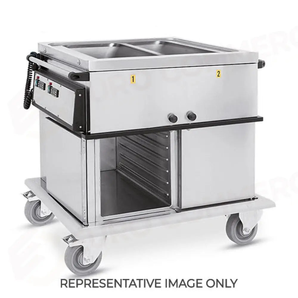CARRELLO TERMICO 2XGN1/1 VASCHE SEPARATE 2 VANI NEUTRI CON GUIDE STAMPATE H1 RUOTE ELASTICHE - 7370A0-GS-E