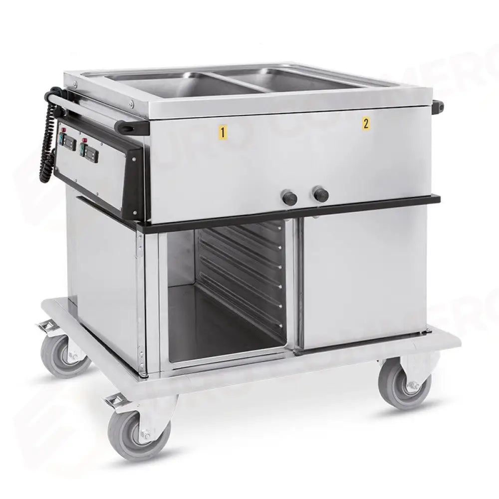 CARRELLO TERMICO 2XGN1/1 VASCHE SEPARATE 2 VANI NEUTRI CON GUIDE STAMPATE H1 - 7370A0-GS - METALCARRELLI - CARRELLI