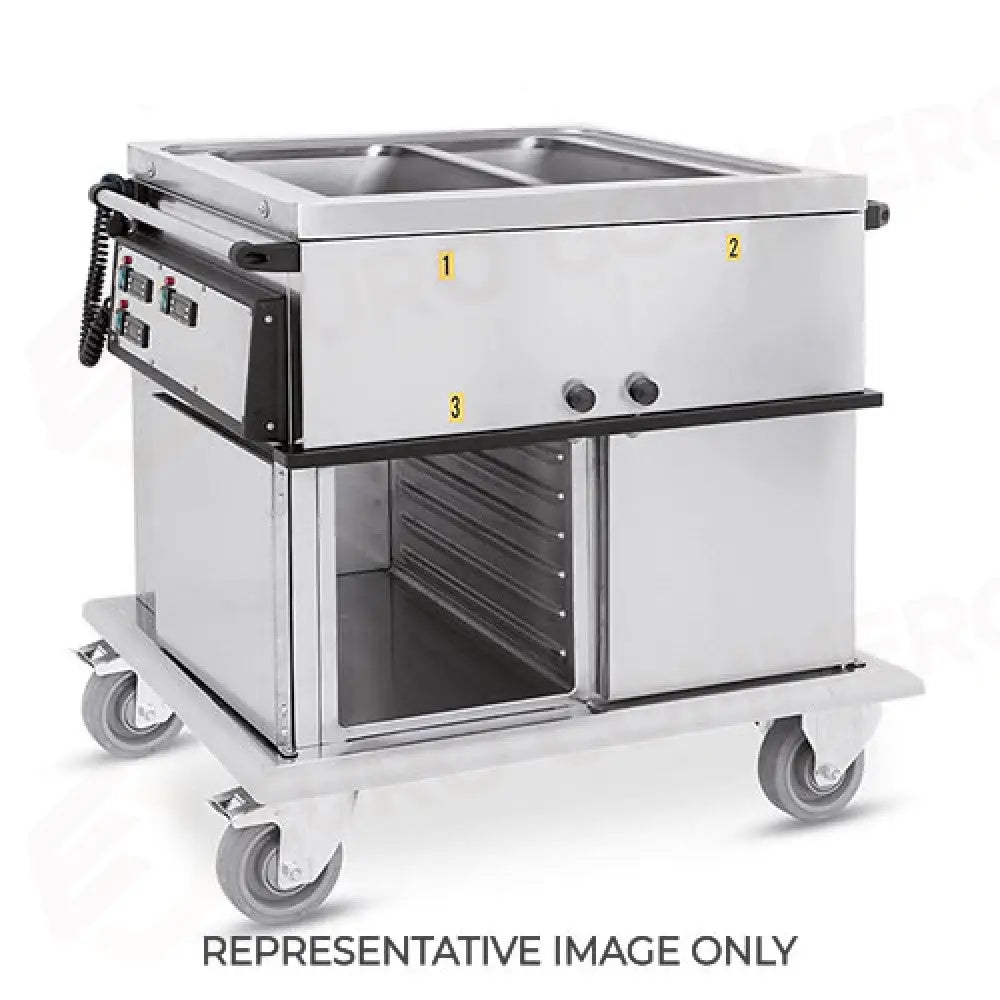 CARRELLO TERMICO 2XGN1/1 VASCHE SEPARATE VANI 1 NEUTRO + 1 CALDO CON GUIDE STAMPATE H1 RUOTE ELASTICHE - 7370A1-GS-E