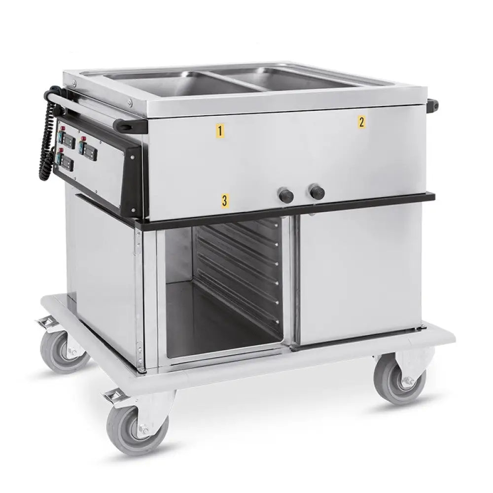 CARRELLO TERMICO 2XGN1/1 VASCHE SEPARATE VANI 1 NEUTRO + 1 CALDO CON GUIDE STAMPATE H1 - 7370A1-GS - METALCARRELLI